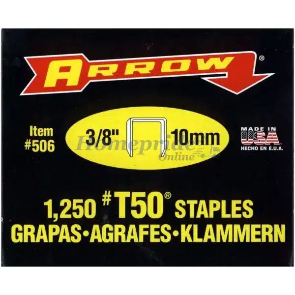 Homepride Online-Arrow T50 STAPLES 3/8" 10MM #506 1250 QTY