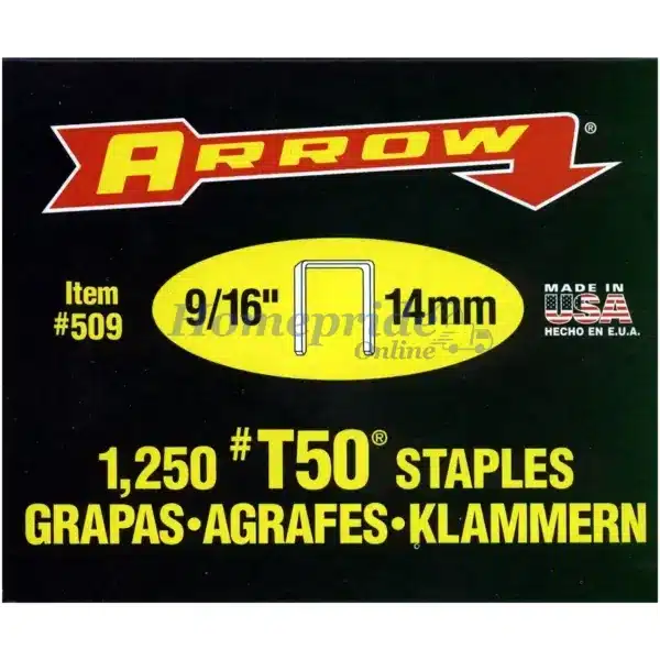 Homepride Online-Arrow T50 STAPLES T50 9/16" 14 MM #509 1250 QTY
