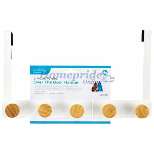 Homepride Online-ASHLEY 5 HOOK WHITE OVER THE DOOR HANGER HC230 L332 X H198 X W30mm